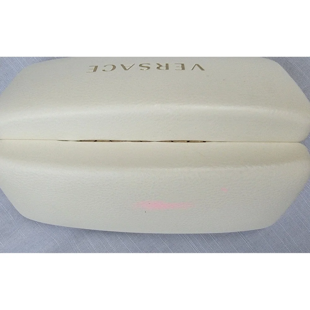 Versace Eyewear Case Set of 2 Cream Hard Shell and Grey Chevron Soft Case Italy